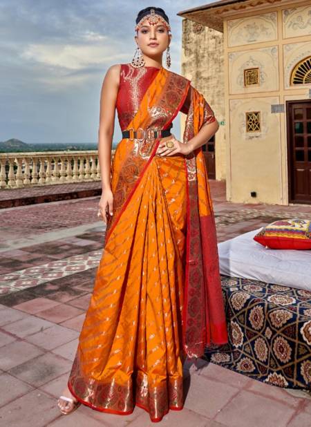 Orange Colour Mahek Rajpath New Latest Designer Ethnic Wear Patola Silk Saree Collection 1006